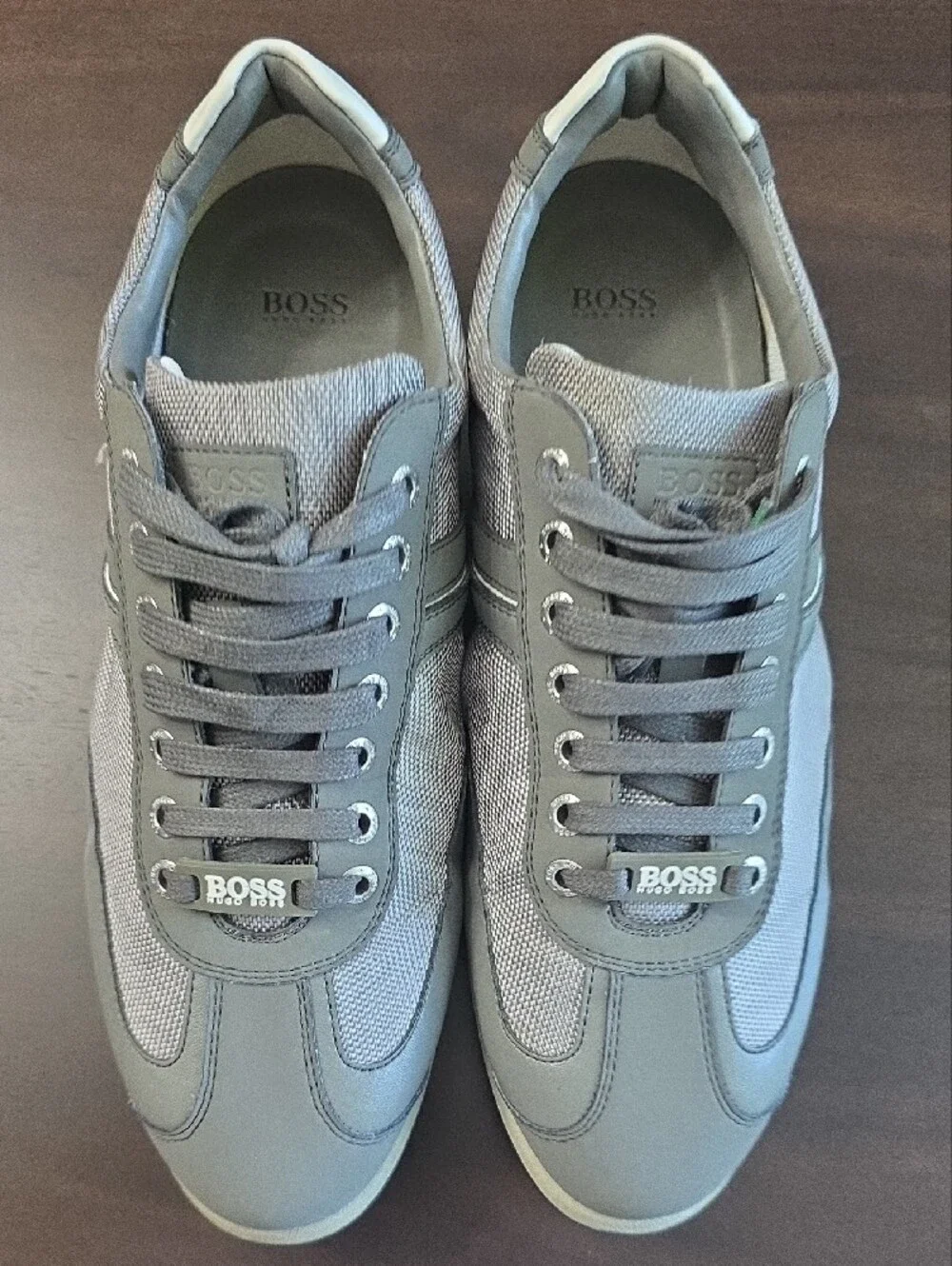 Boss Men's Gray Low-Top Lace-Up Sneakers